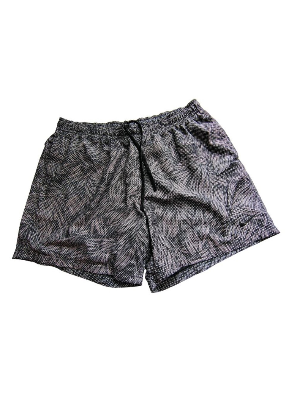 Nike Mens Black & Gray Leaf Print Mesh Athletic Shorts Size XXL Elastic Waist